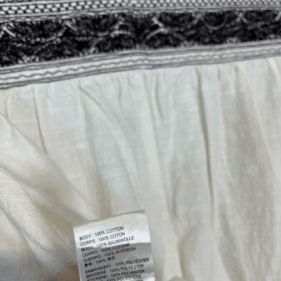 Free People Ivory Black Bean Combo Iggie Embroidered Top Women's Size Medium - Picture 5 of 7